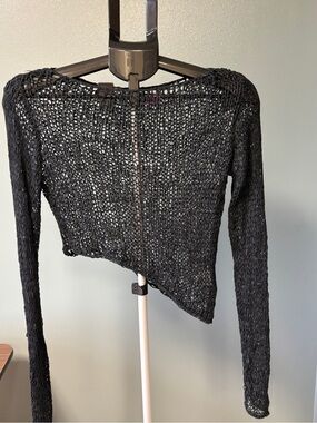 Edikted Black Cropped Knit Long Sleeve Camisole